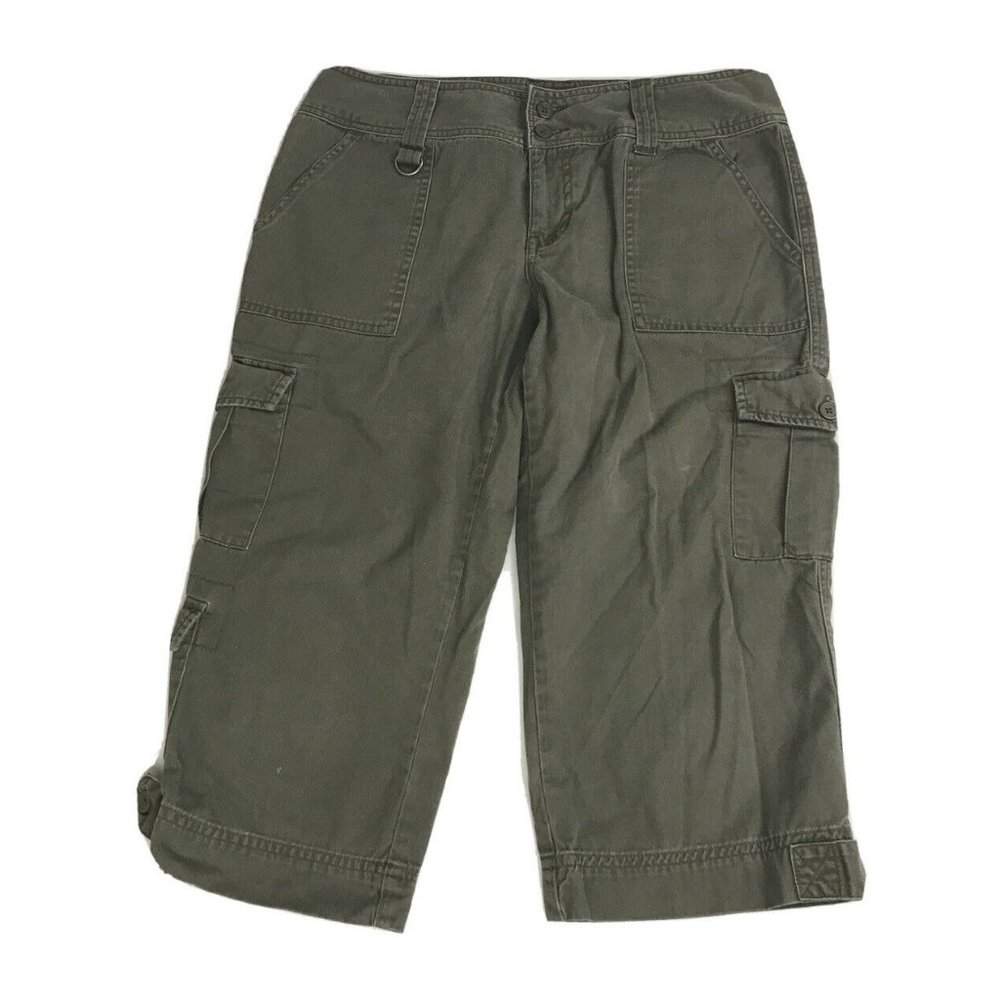 Olive Green Cargo Crop Pants - Women's Utility Style